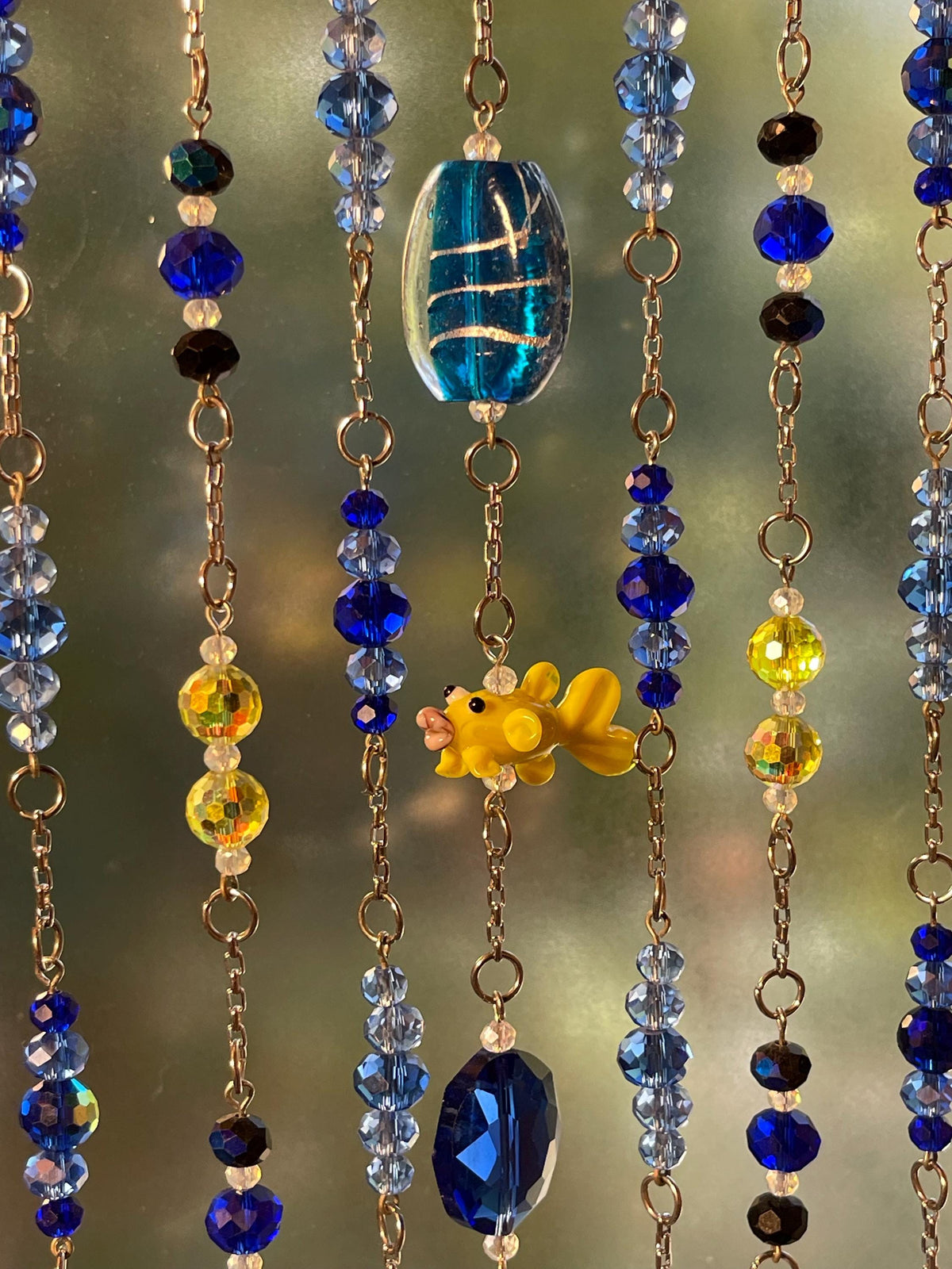 Blue Ocean Crystal Suncatcher with Driftwood, Fish & Crab