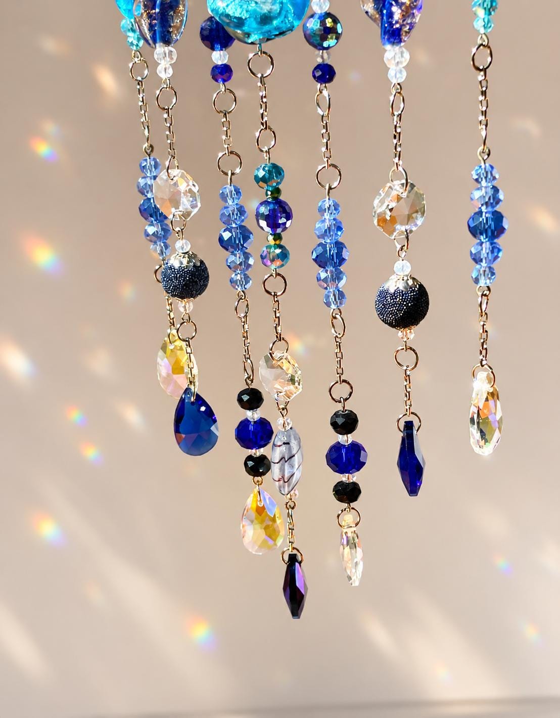 Blue & Turquoise Evil Eye Crystal Suncatcher