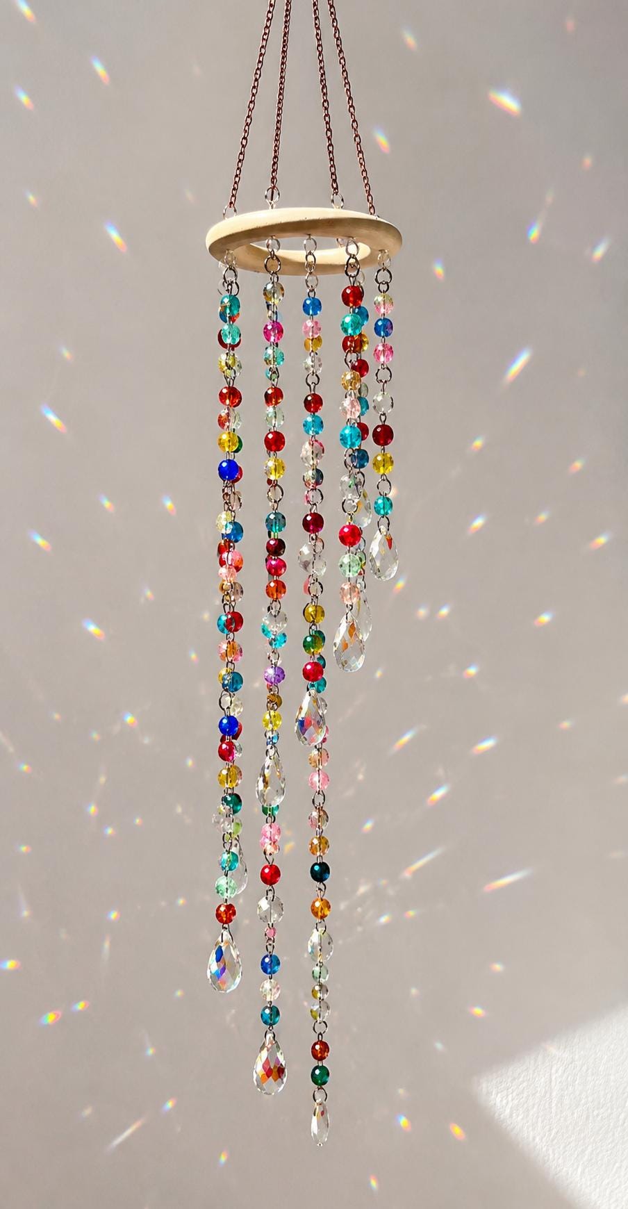 Pastel Crystal Suncatcher Mobile – Rainbow & Crackle Options