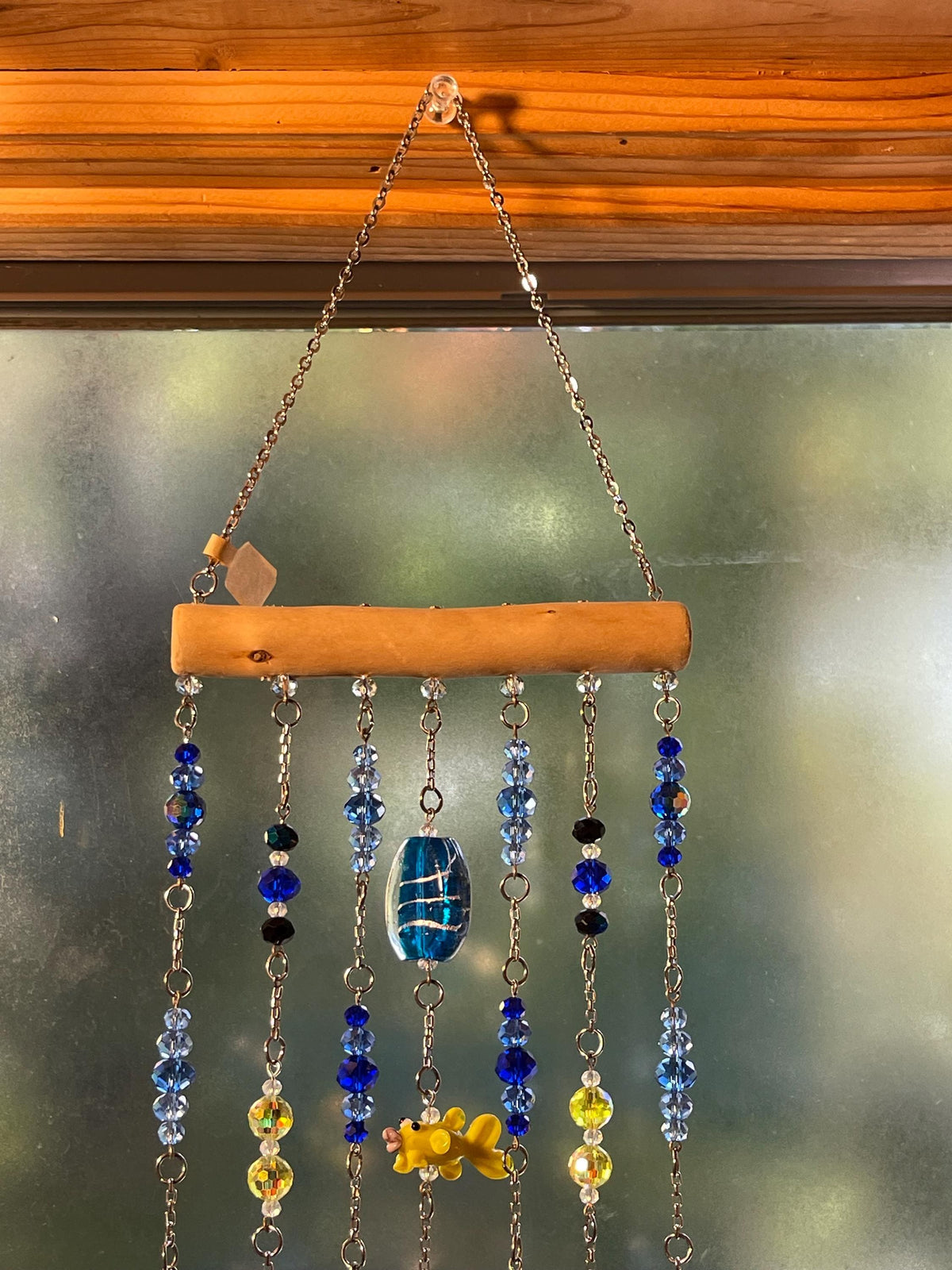 Blue Ocean Crystal Suncatcher with Driftwood, Fish & Crab