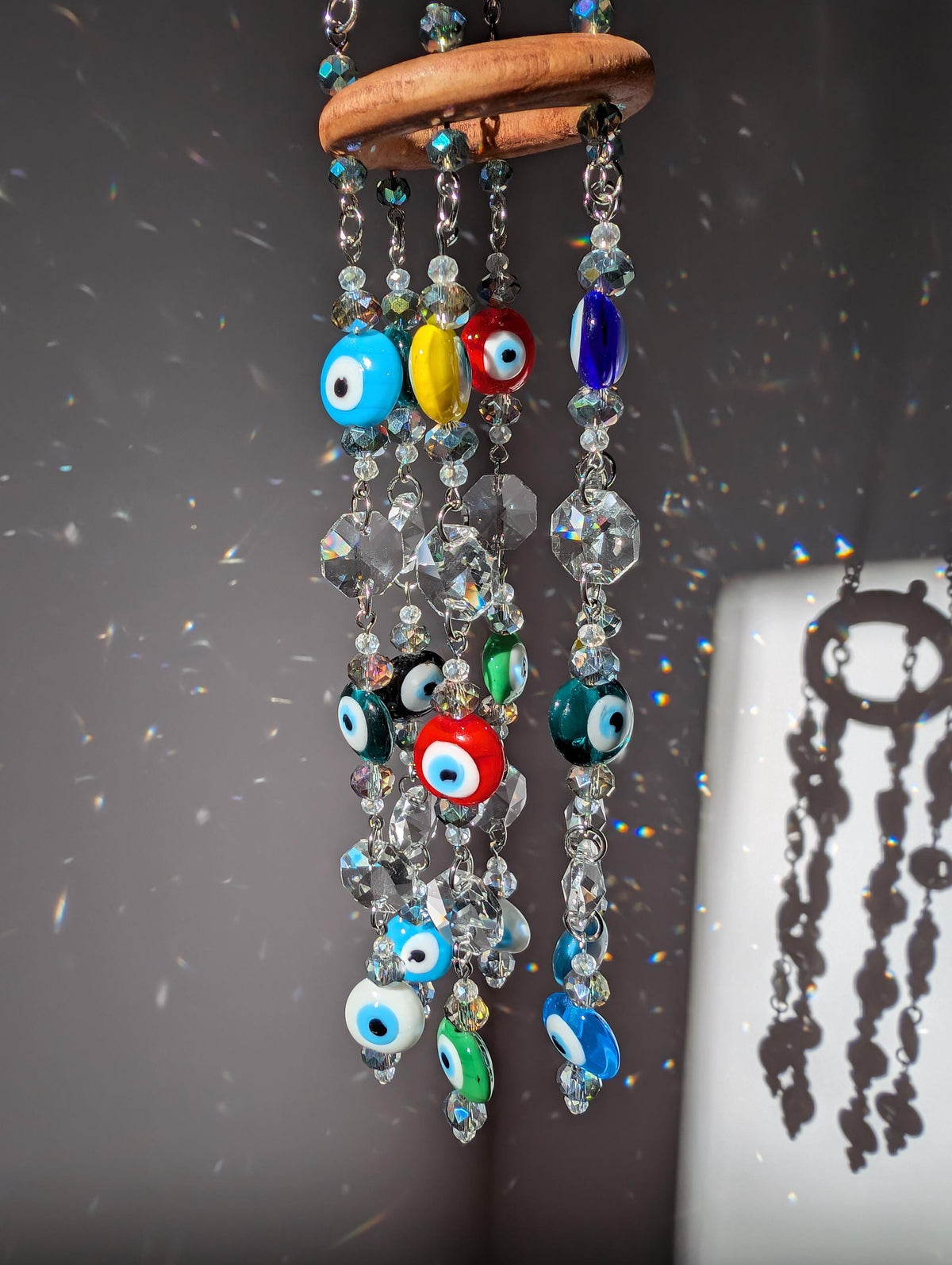 Colorful Evil Eye Crystal Suncatcher Mobile