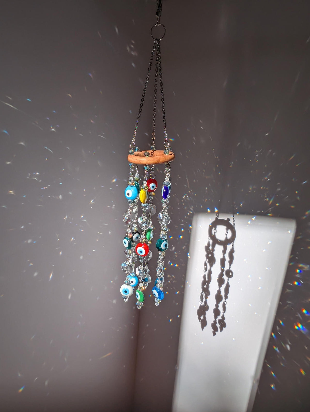 Colorful Evil Eye Crystal Suncatcher Mobile