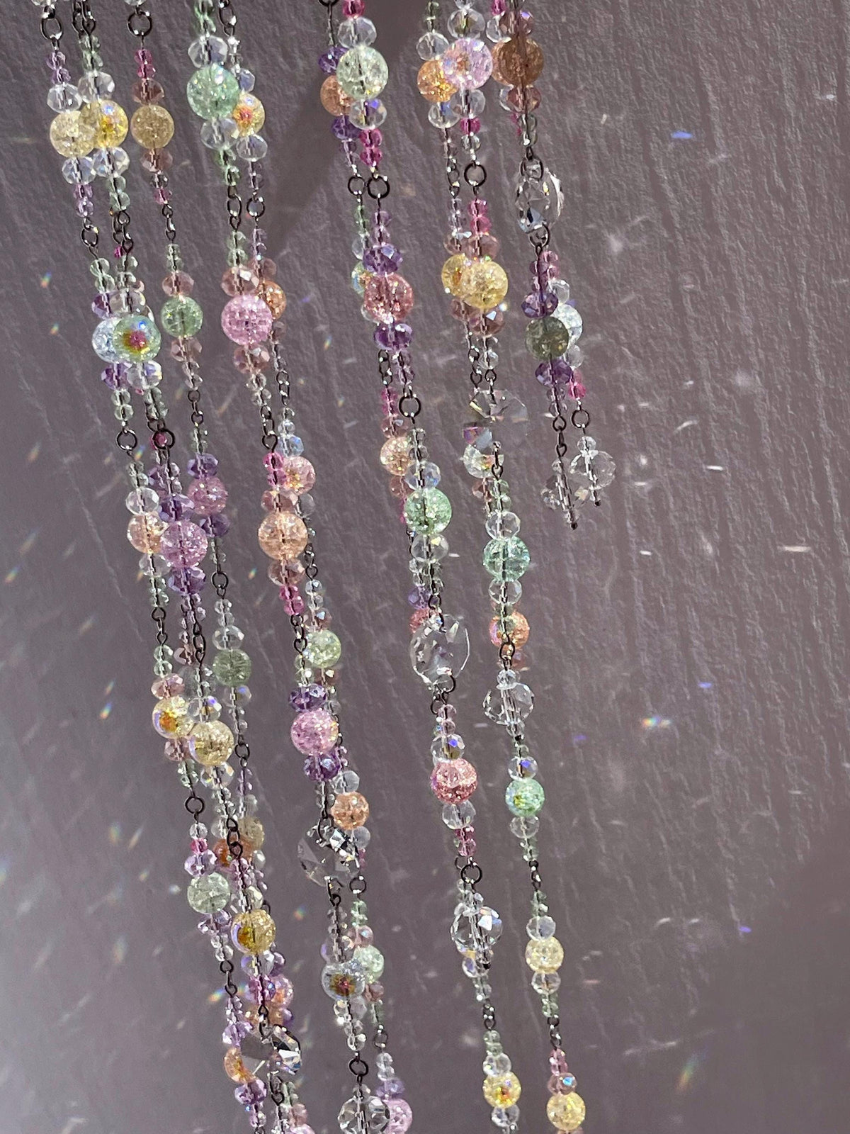 Pastel Crystal Suncatcher Mobile – Rainbow & Crackle Options