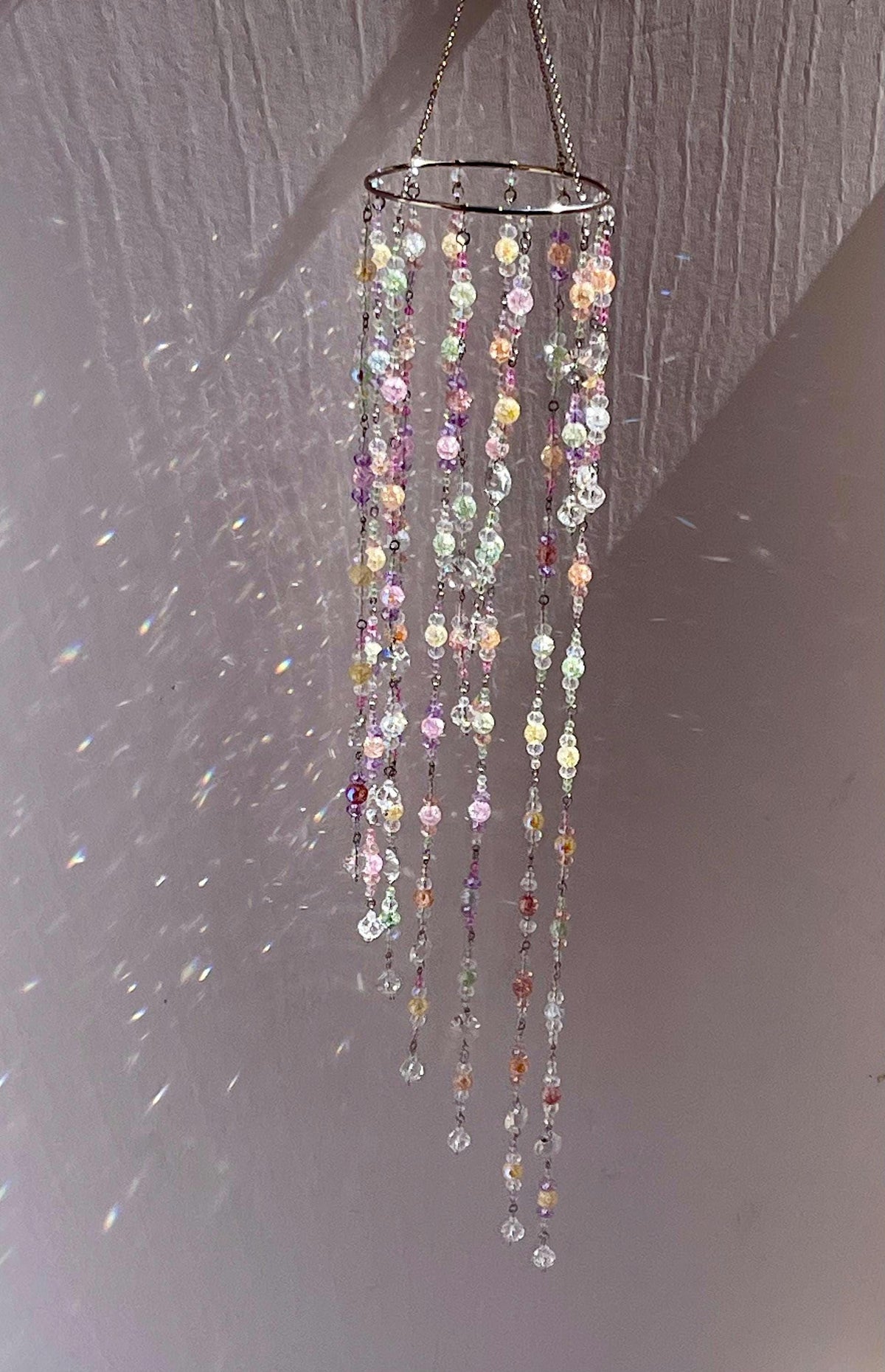 Pastel Crystal Suncatcher Mobile – Rainbow & Crackle Options