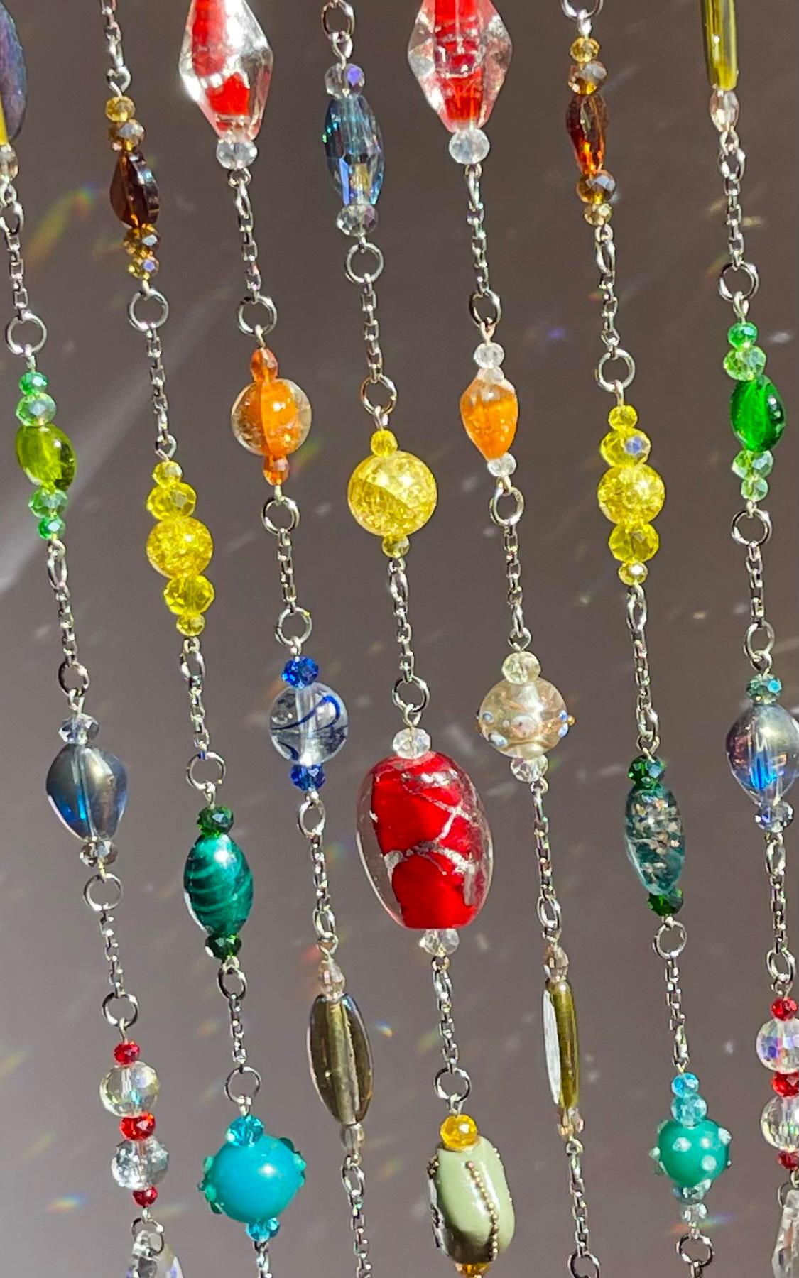 Colorful Driftwood Suncatcher with Crystal Drops