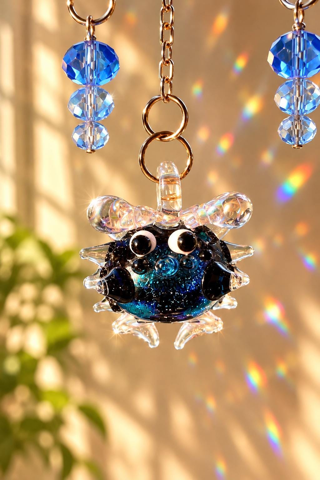 Blue Ocean Crystal Suncatcher with Driftwood, Fish & Crab
