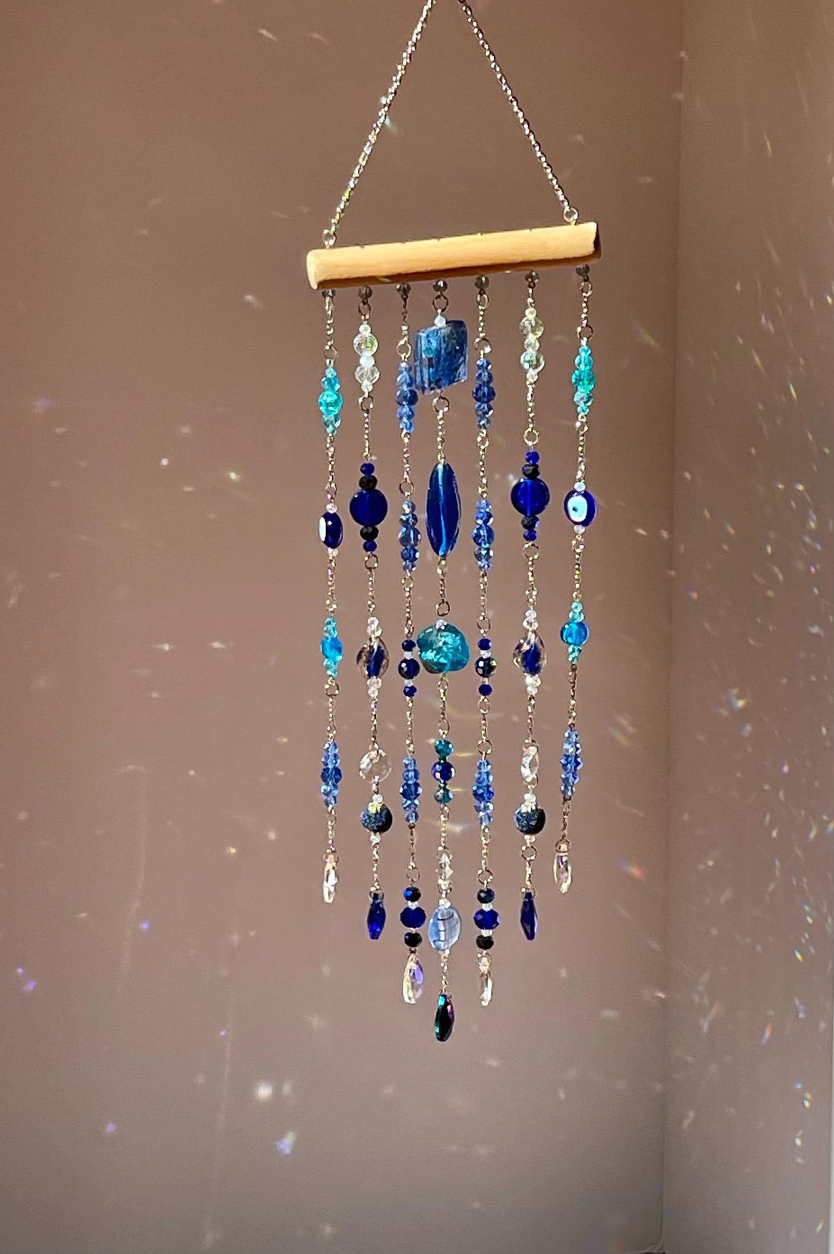 Blue & Turquoise Evil Eye Crystal Suncatcher