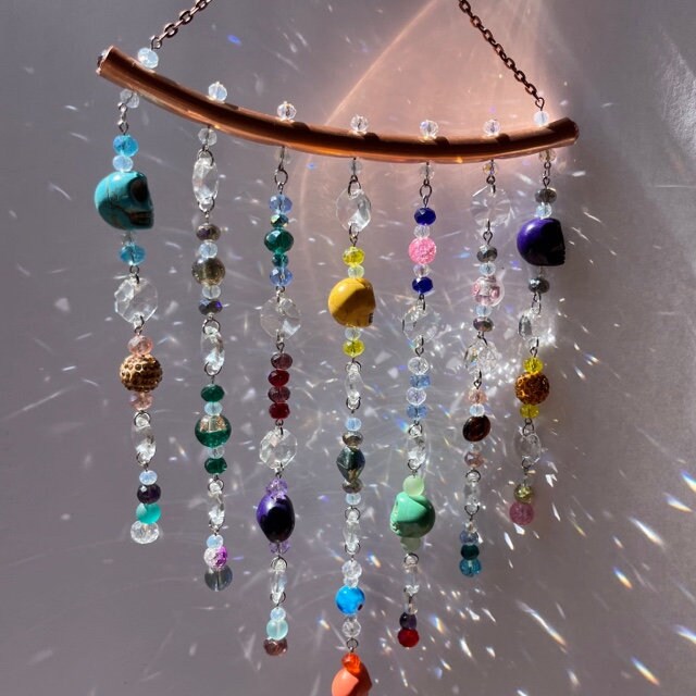 Whimsigoth Colorful Skulls Sun Catcher Window Decor