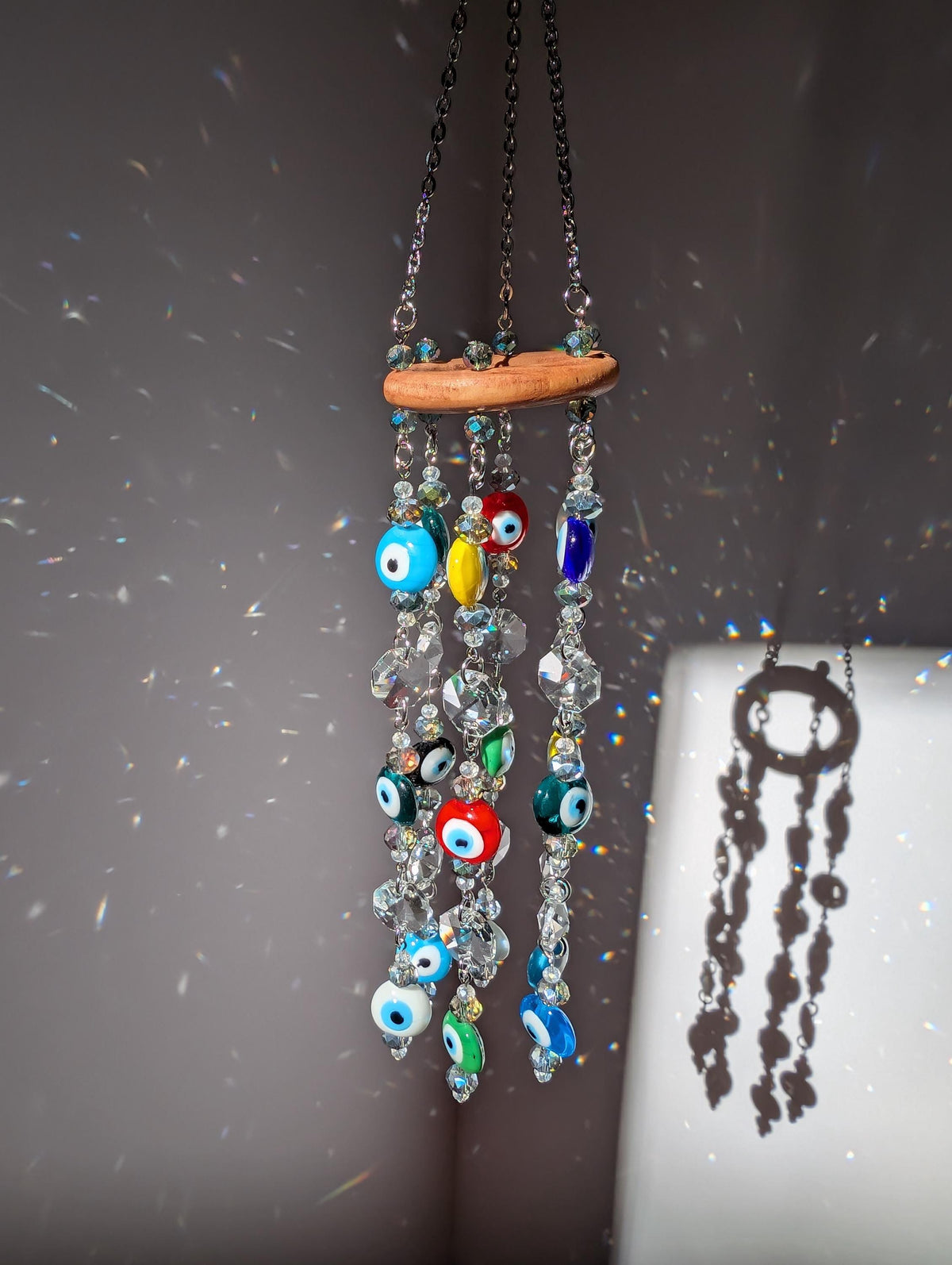 Colorful Evil Eye Crystal Suncatcher Mobile