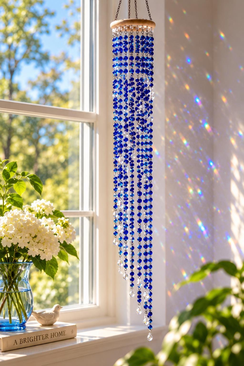 Blue Crystal Suncatcher Mobile – Cascading Rainbow Maker