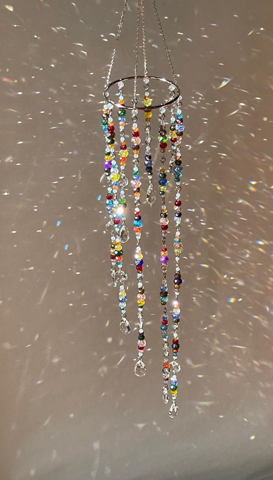 Pastel Crystal Suncatcher Mobile – Rainbow & Crackle Options