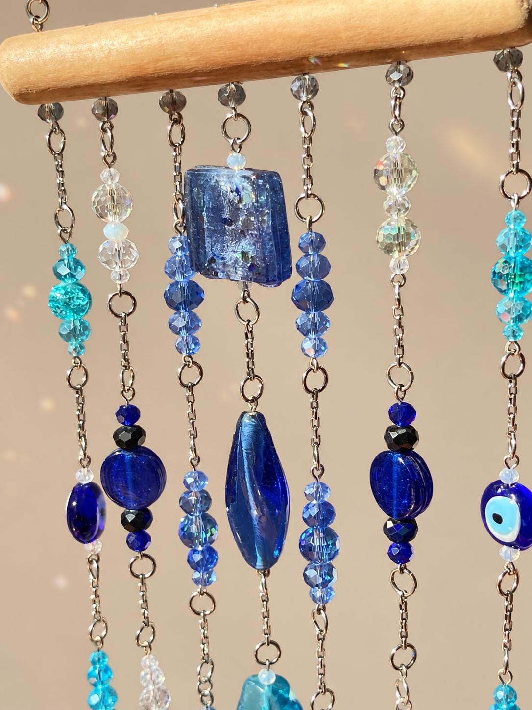 Blue & Turquoise Evil Eye Crystal Suncatcher