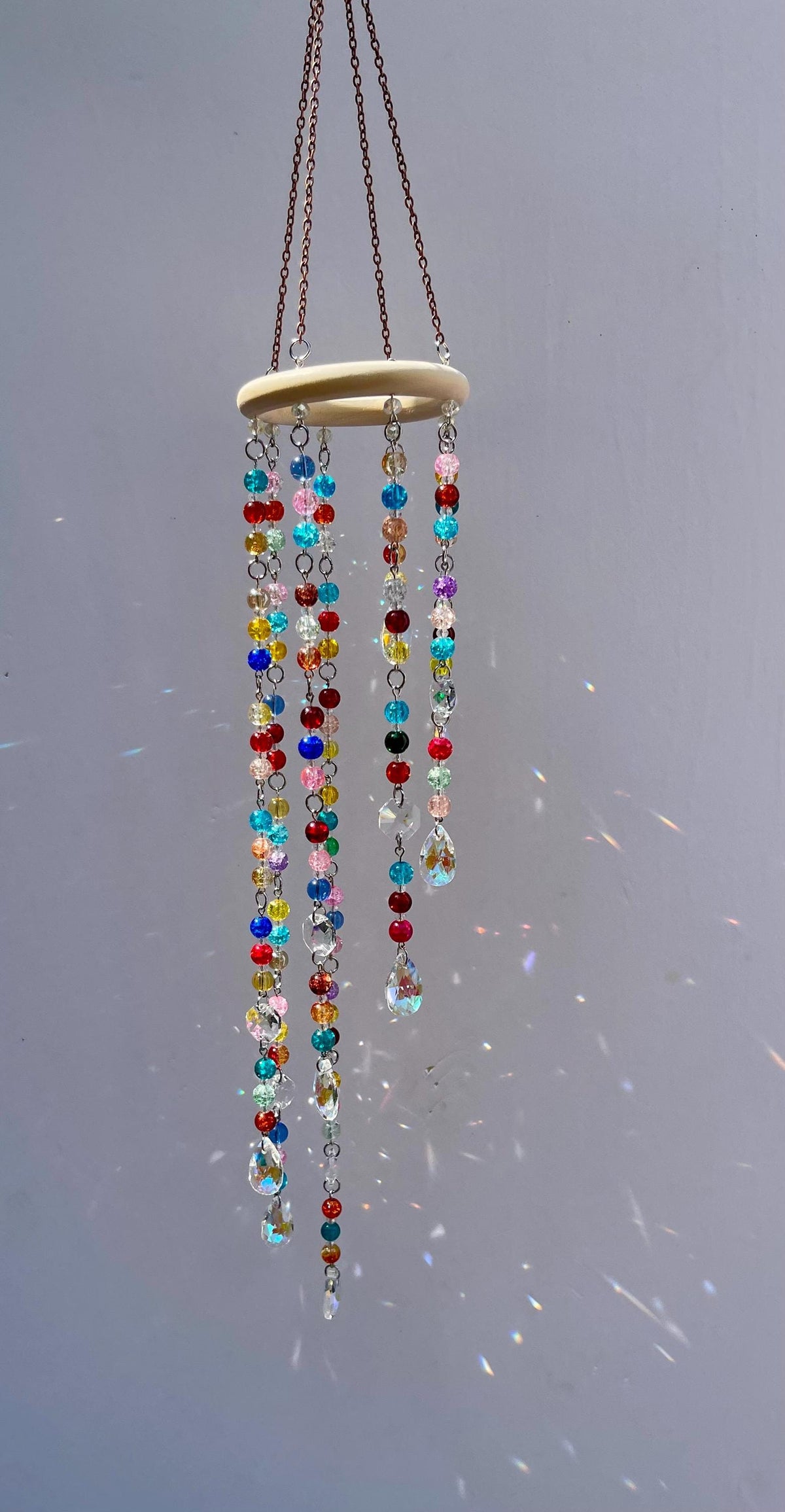 Colorful Crystal Suncatcher Mobile with Crackle Glass Beads