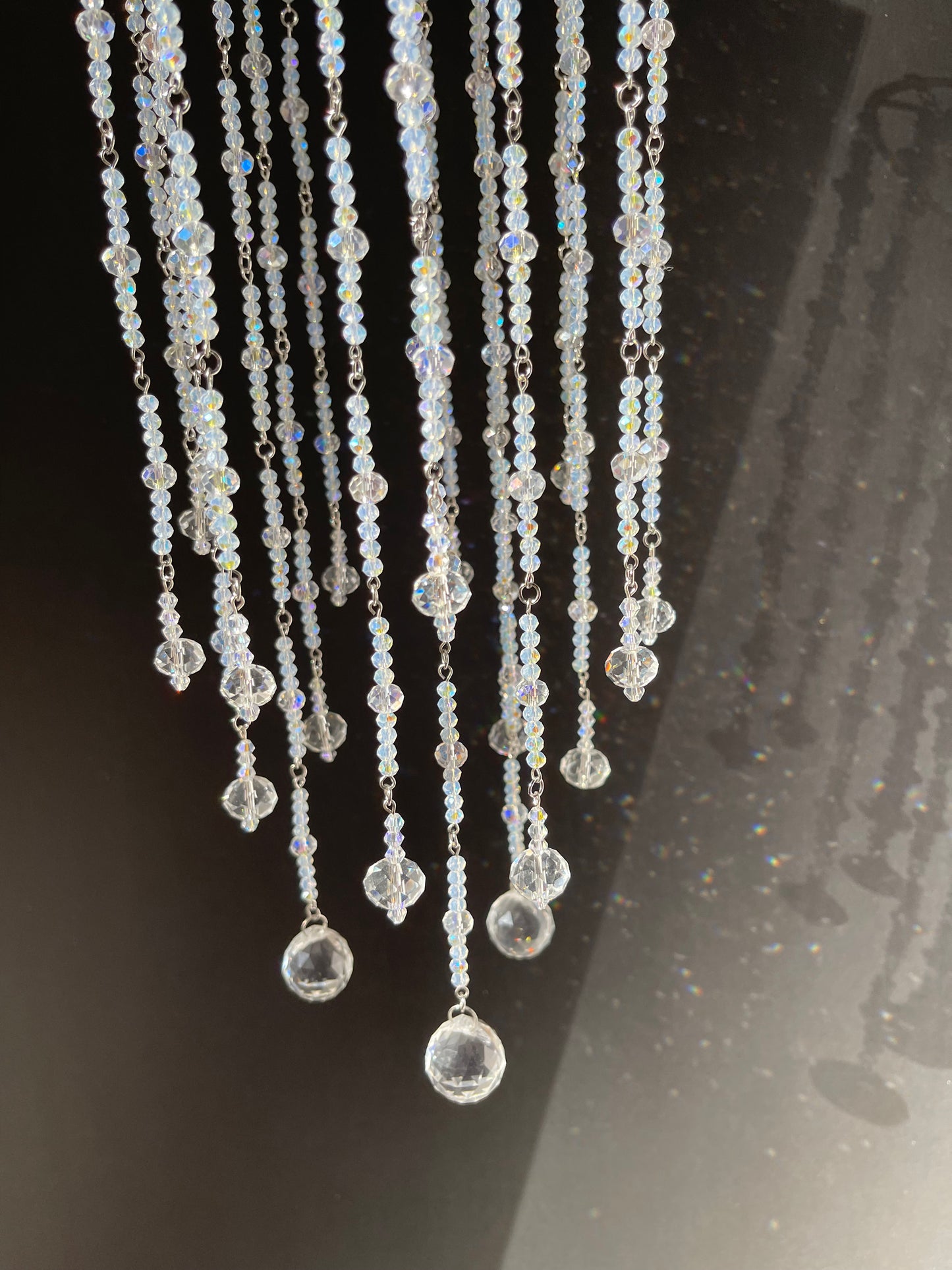 Hanging Crystal for Wedding Center pieces, Beaded Suncatcher, Rainbow maker, Balcony decor, Patio decor, Window hanging, Ceiling hanging