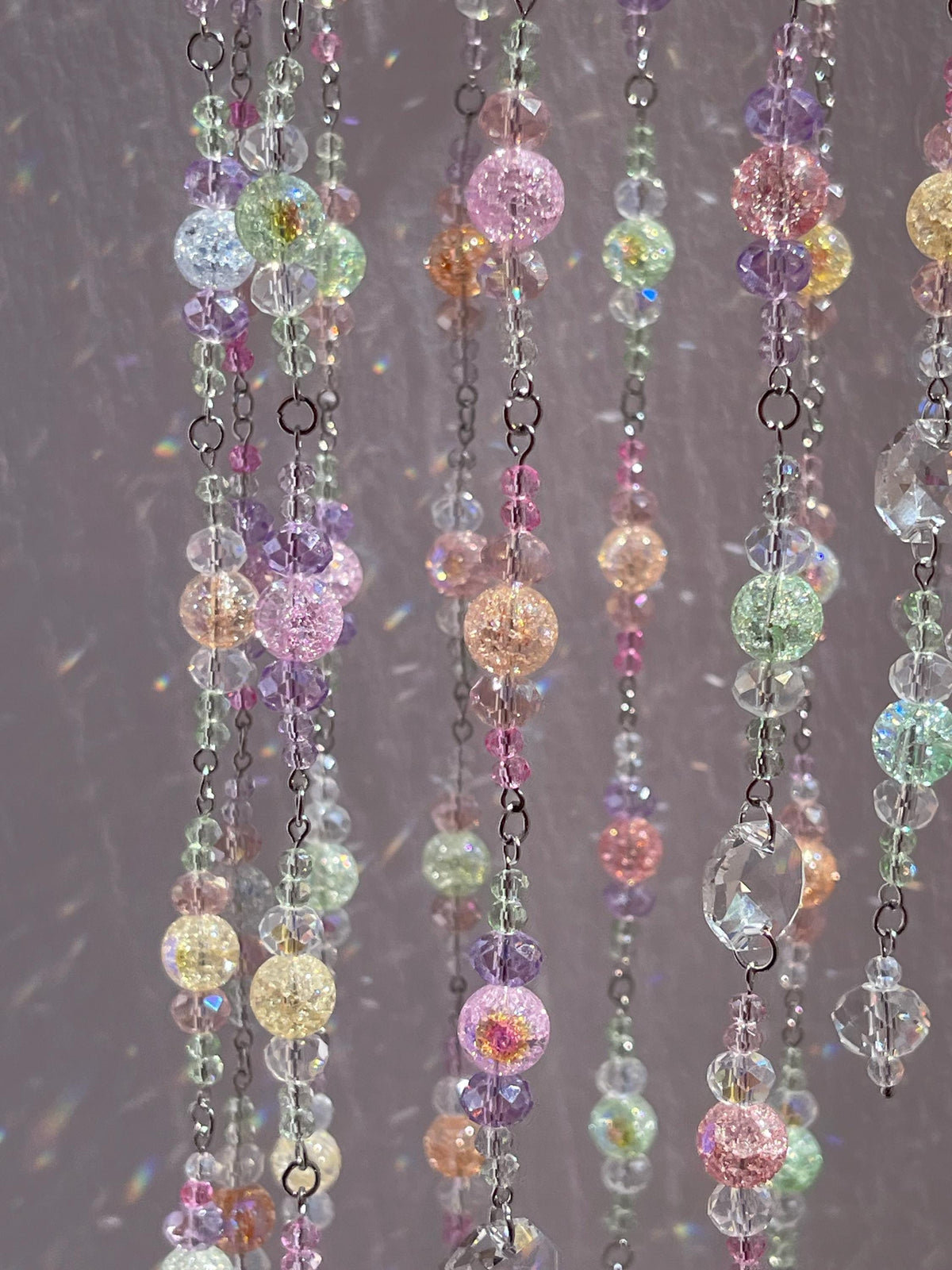 Pastel Crystal Suncatcher Mobile – Rainbow & Crackle Options