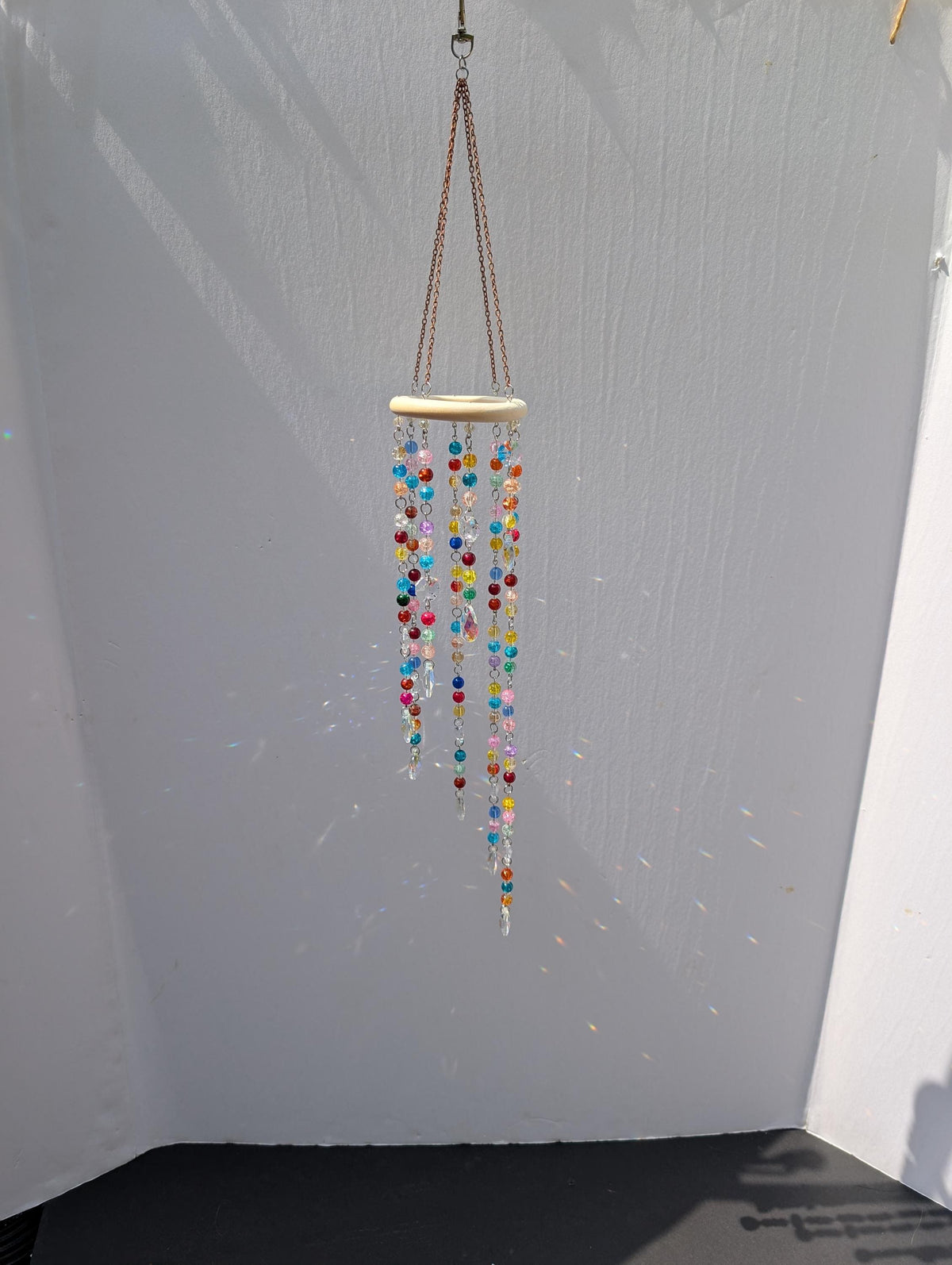 Colorful Crystal Suncatcher Mobile with Crackle Glass Beads