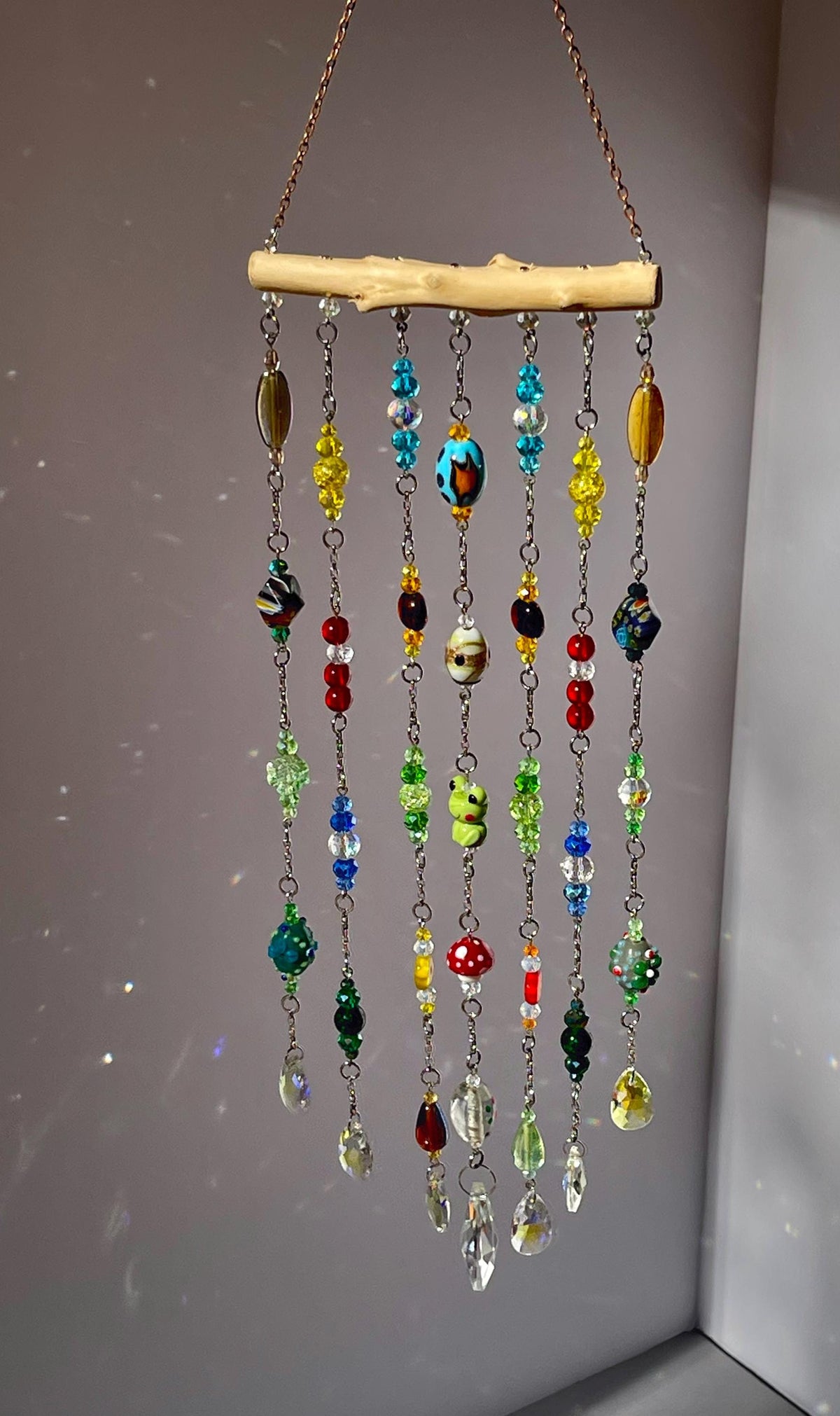 Frog & Mushroom Crystal Window Suncatcher