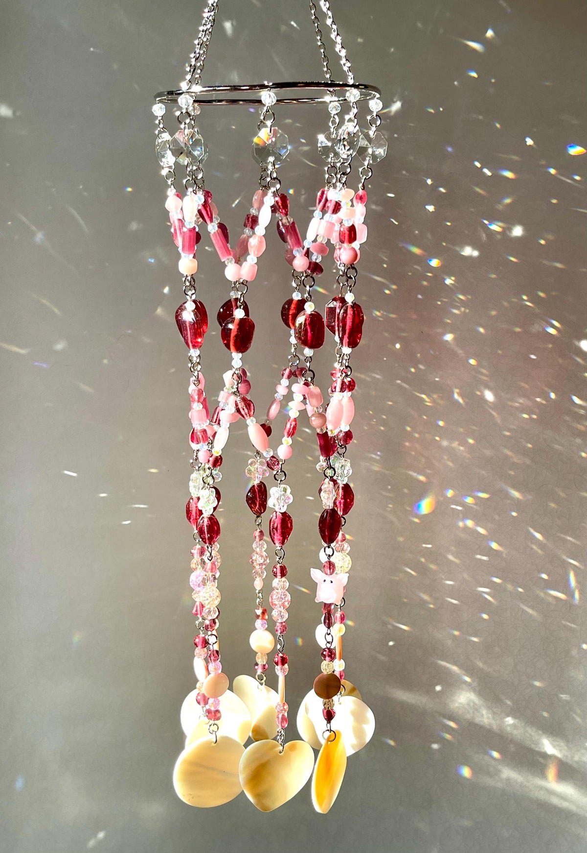 Pink Pig Suncatcher & Seashell Wind Chime
