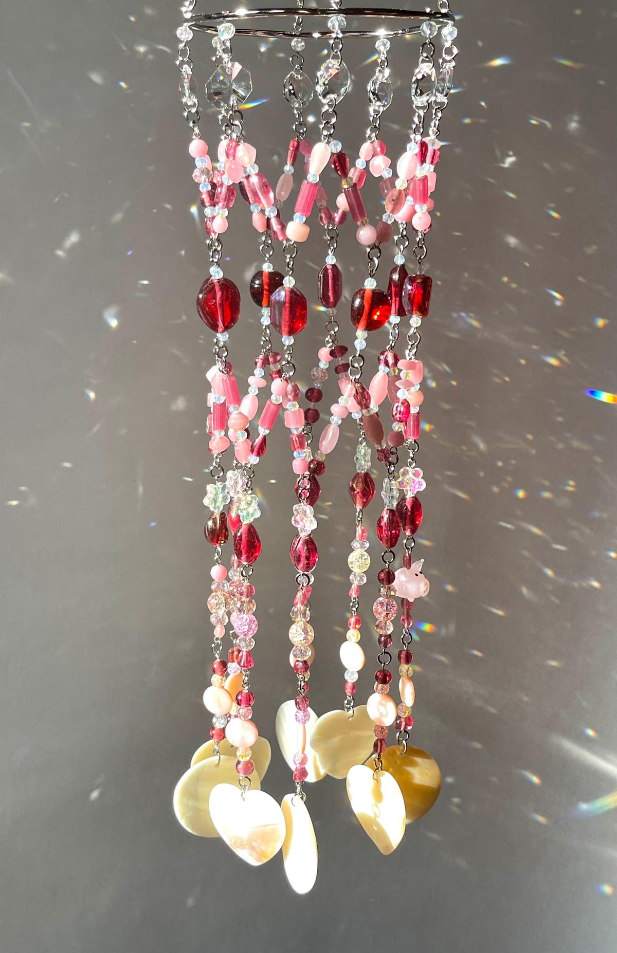 Pink Pig Suncatcher & Seashell Wind Chime