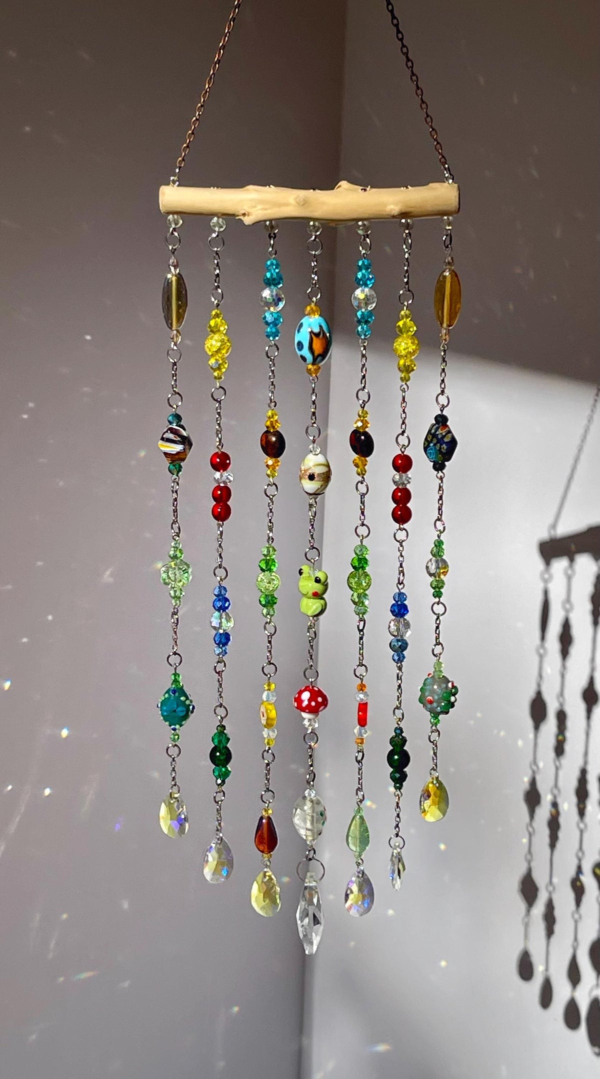 Frog & Mushroom Crystal Window Suncatcher