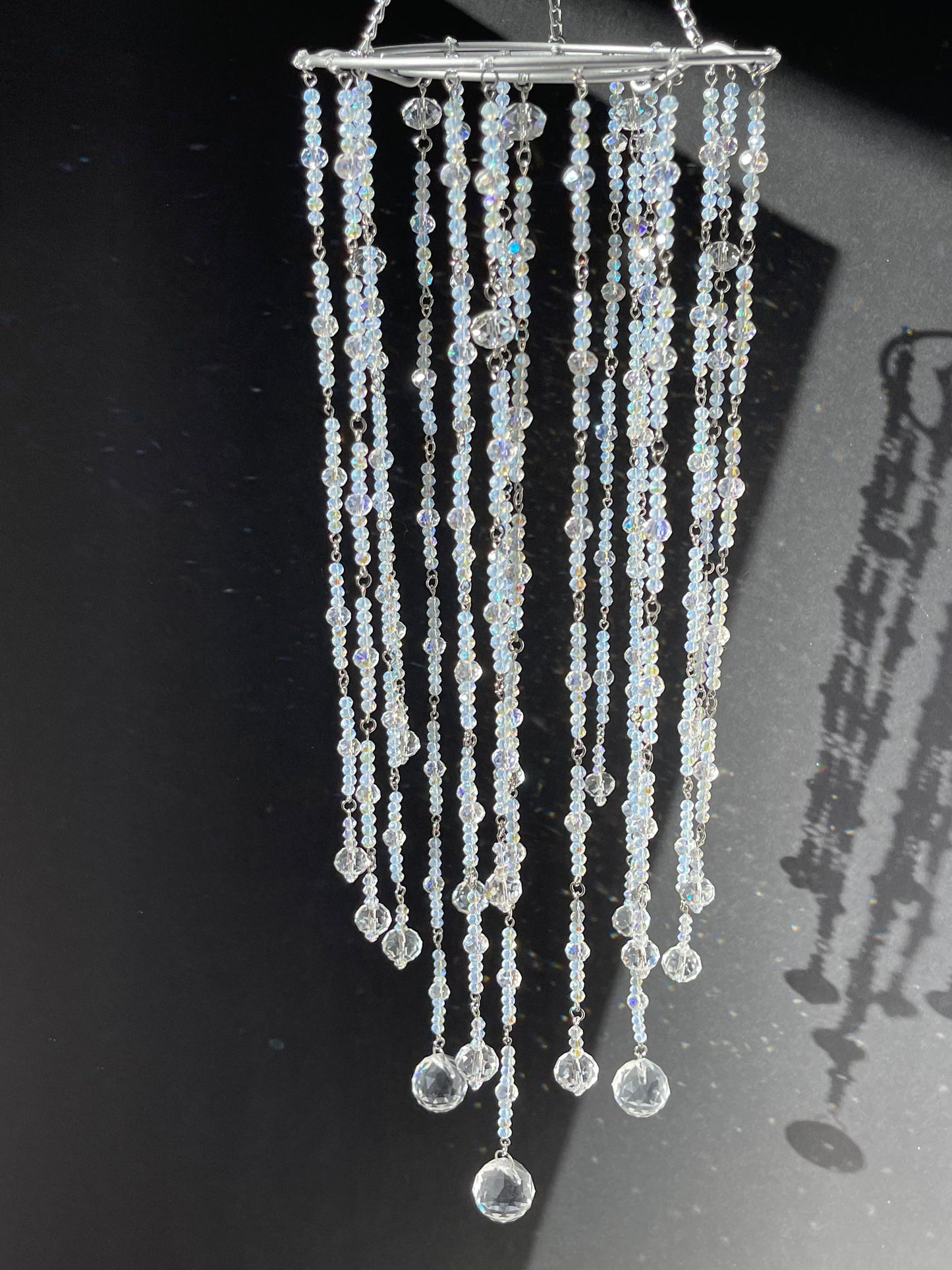 Hanging Crystal for Wedding Center pieces, Beaded Suncatcher, Rainbow maker, Balcony decor, Patio decor, Window hanging, Ceiling hanging