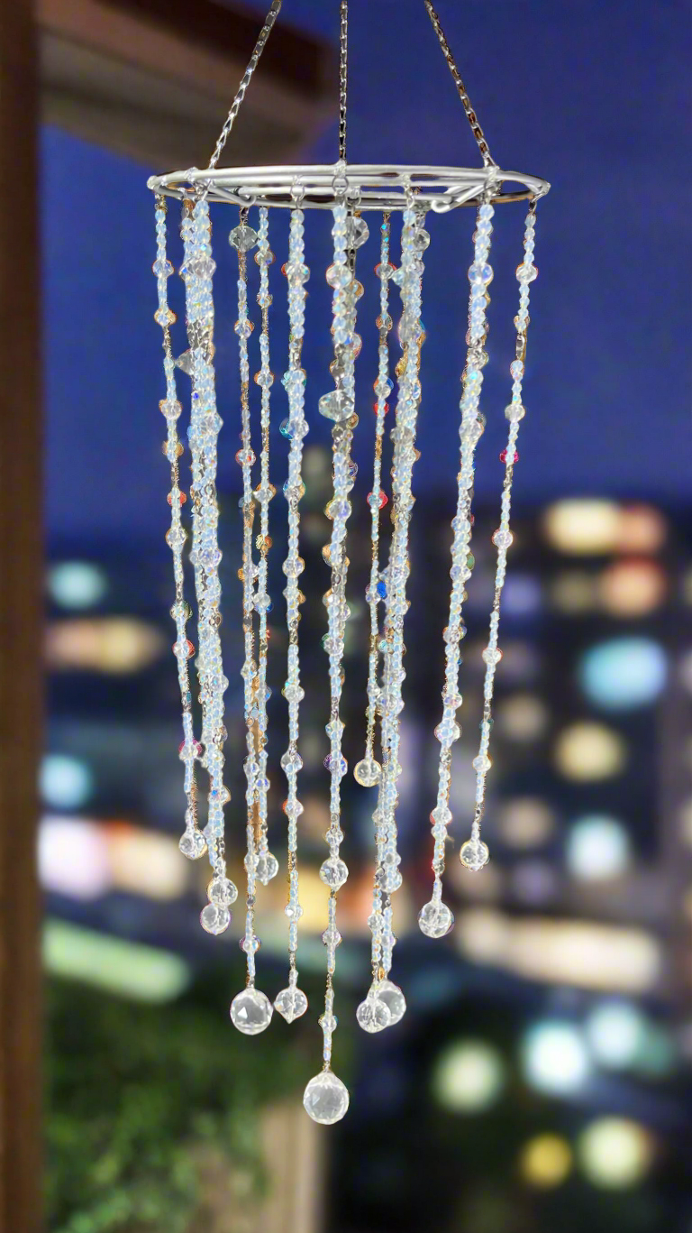 Hanging Crystal for Wedding Center pieces, Beaded Suncatcher, Rainbow maker, Balcony decor, Patio decor, Window hanging, Ceiling hanging