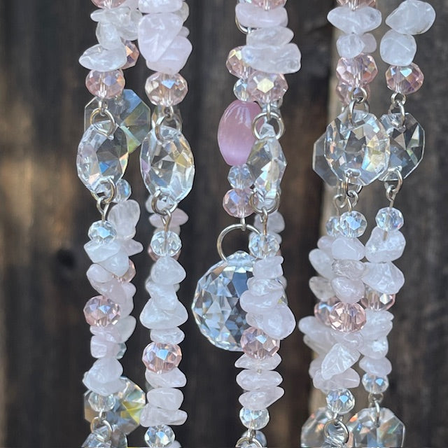 Rose Quartz Crystal Boho Home Decor Sun Catcher