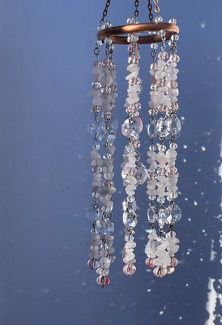 Rose Quartz Crystal Boho Home Decor Sun Catcher