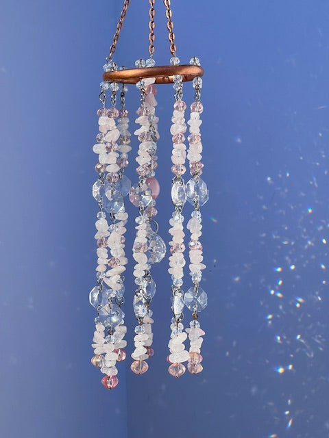 Rose Quartz Crystal Boho Home Decor Sun Catcher