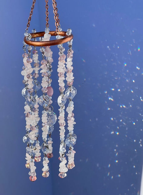 Rose Quartz Crystal Boho Home Decor Sun Catcher