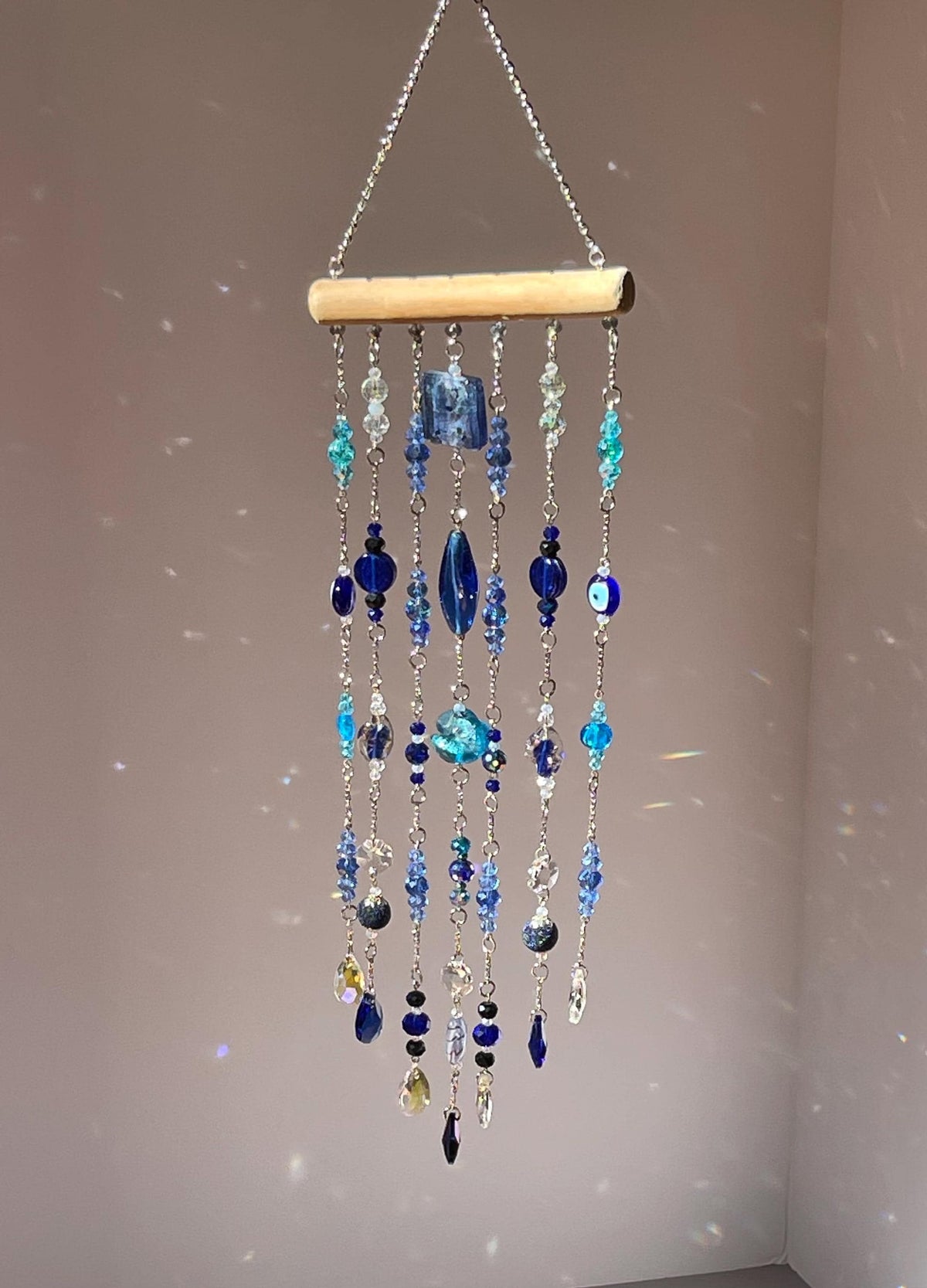 Blue & Turquoise Evil Eye Crystal Suncatcher
