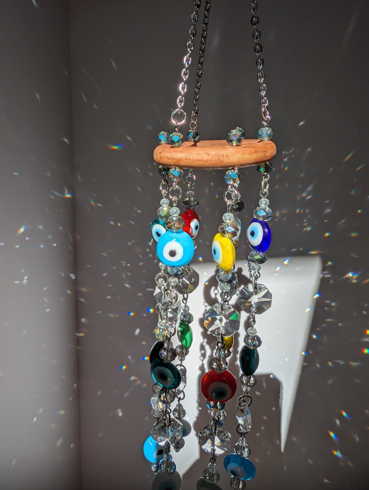 Colorful Evil Eye Crystal Suncatcher Mobile