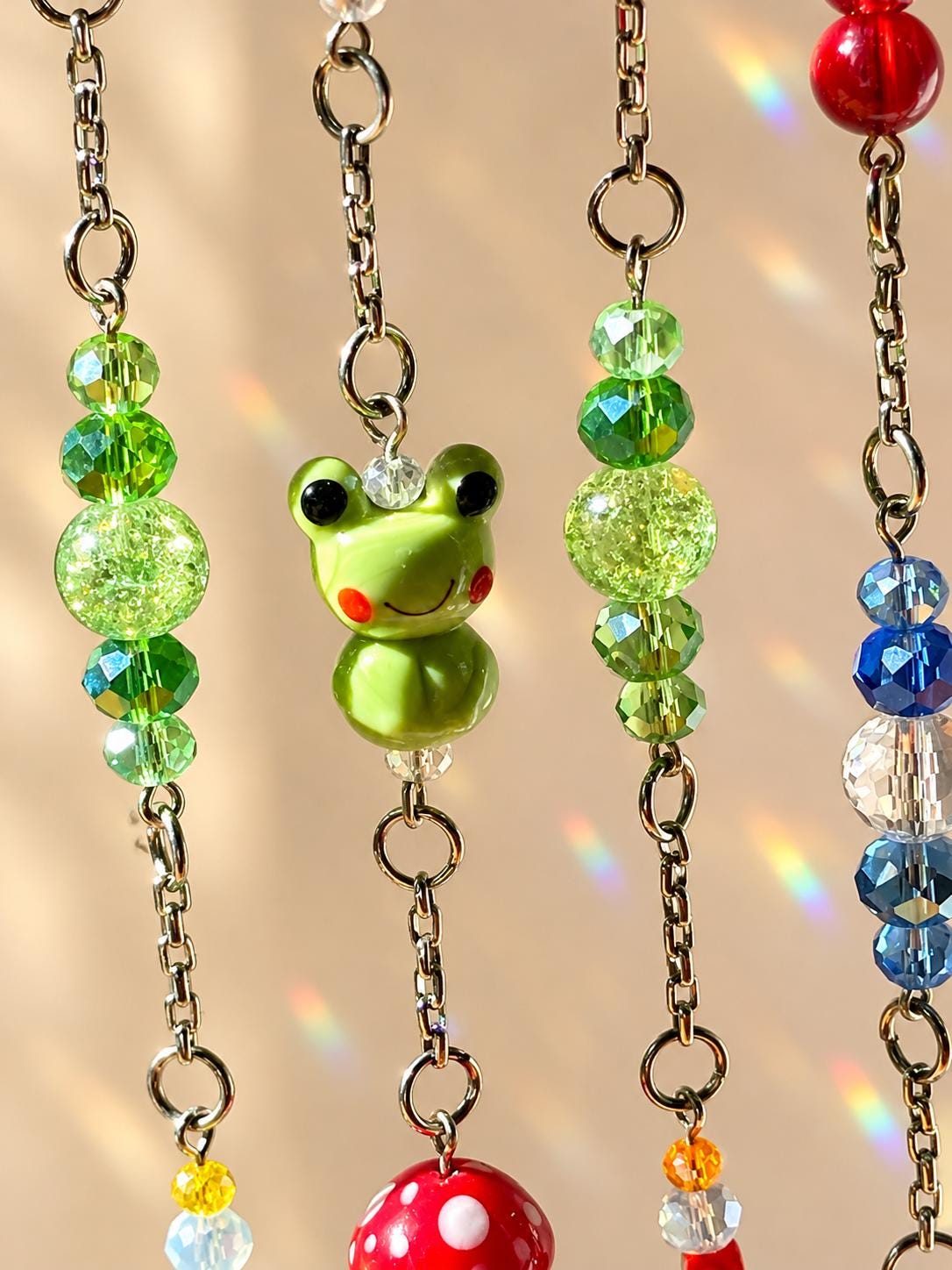 Frog & Mushroom Crystal Window Suncatcher