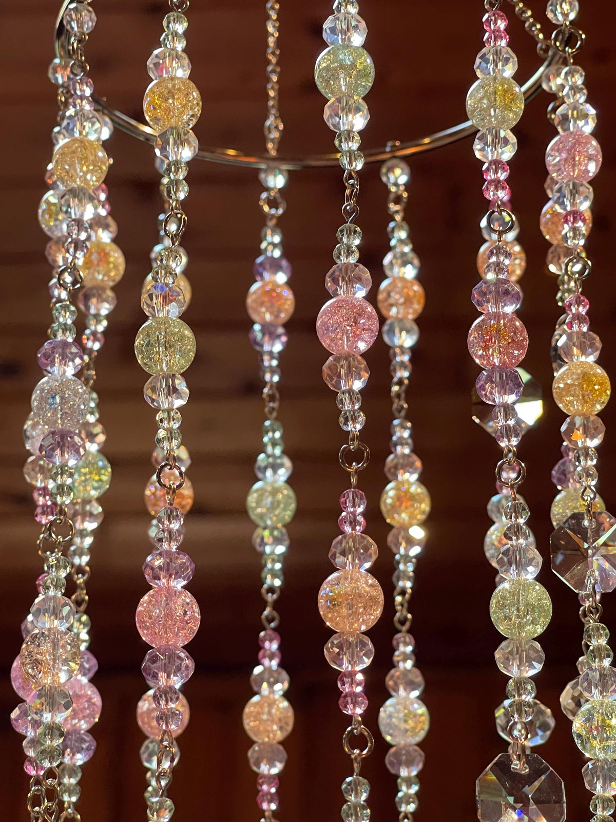 Pastel Crystal Suncatcher Mobile – Rainbow & Crackle Options