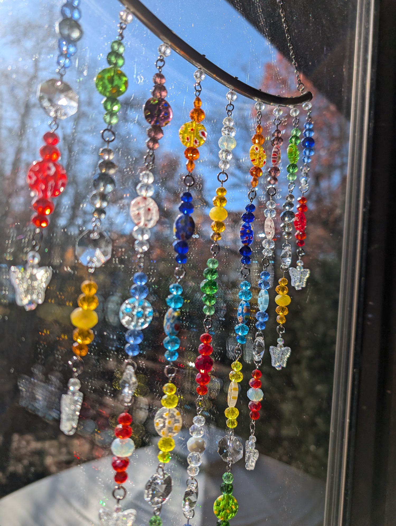 rainbow and butterfly sun catcher window decor