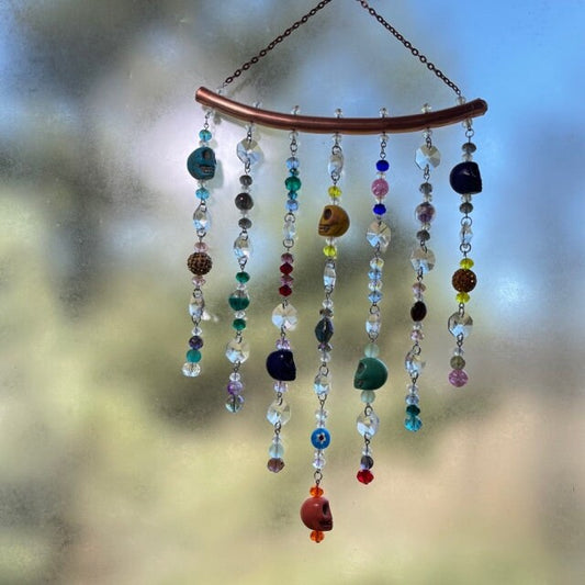 Whimsigoth Colorful Skulls Sun Catcher Window Decor